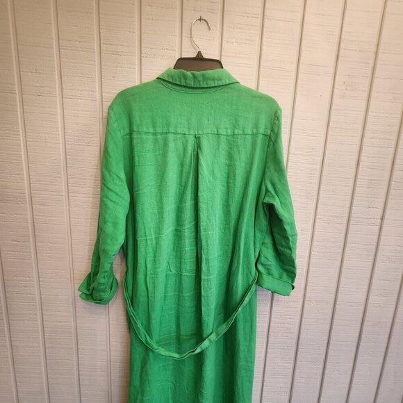 NWT L'Agence Green Linen Maxi Shirt/Dress - Picture 4 of 7